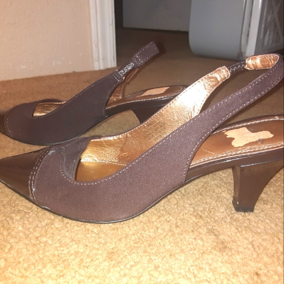 Women's Slingback High Heels SJD Size 7 Rich Brown - Picture 3 of 8